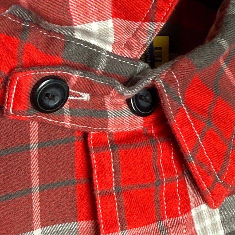 Polo Ralph Lauren Classic Fit Red Plaid Cotton Utility Shirt Pockets Cabin Sz XL